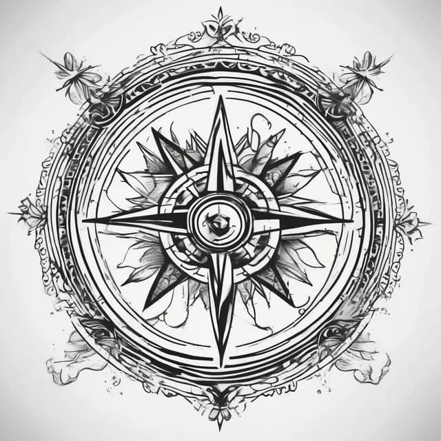 Compass And Surfboard tattoo design