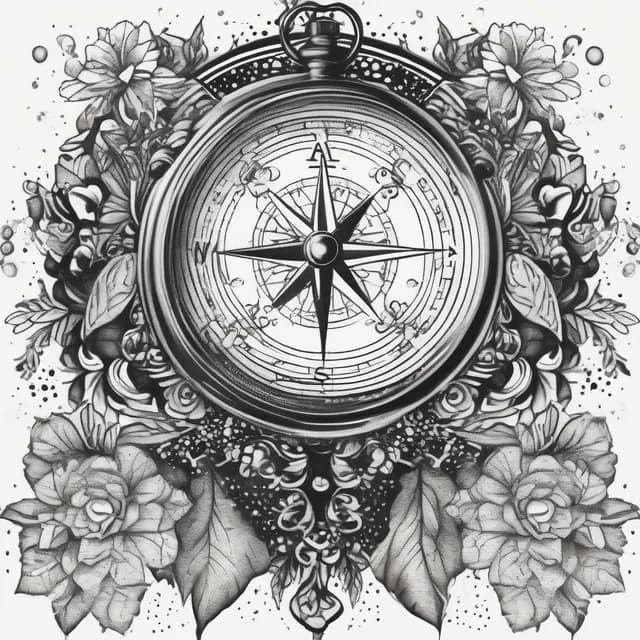 Compass And Waterfall tattoo design