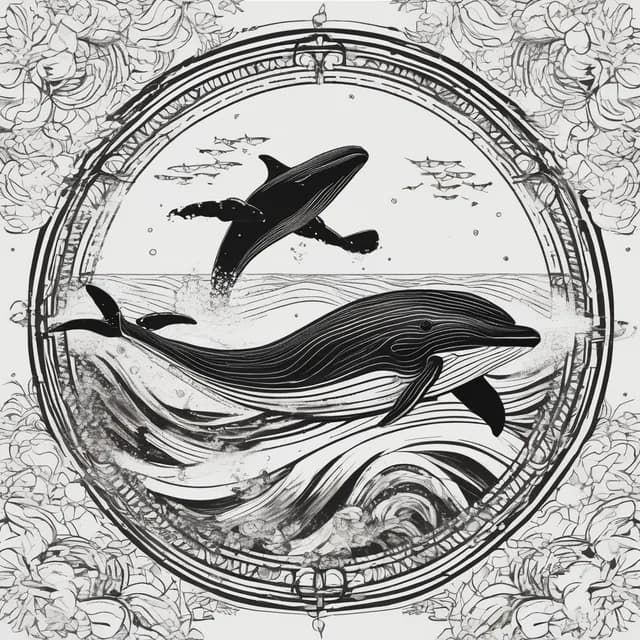 Compass And Whale tattoo design