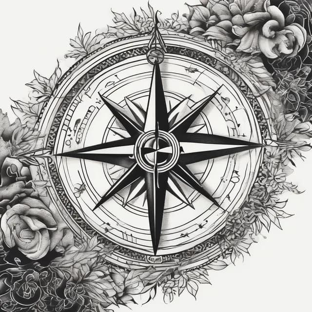 Compass And Winding Road tattoo design