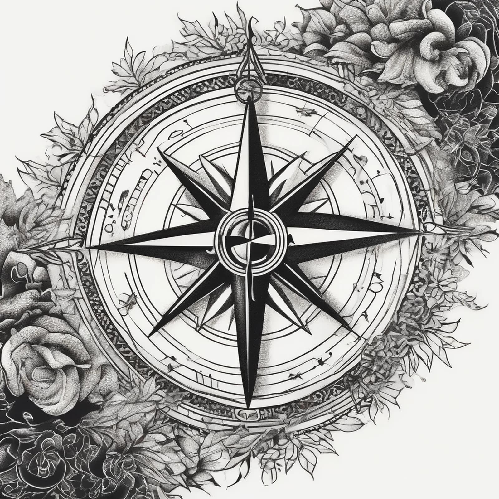 Compass And Winding Road tattoo design