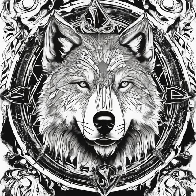 Compass And Wolf tattoo design