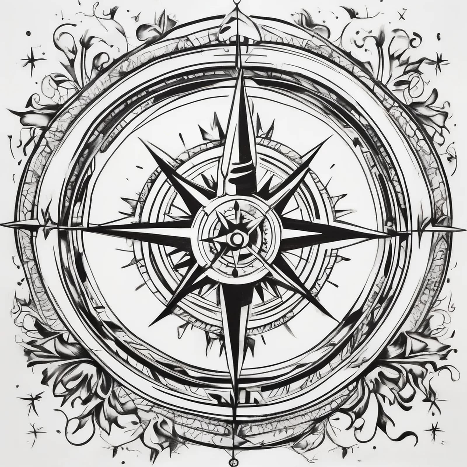 Compass Behind The Ear tattoo design