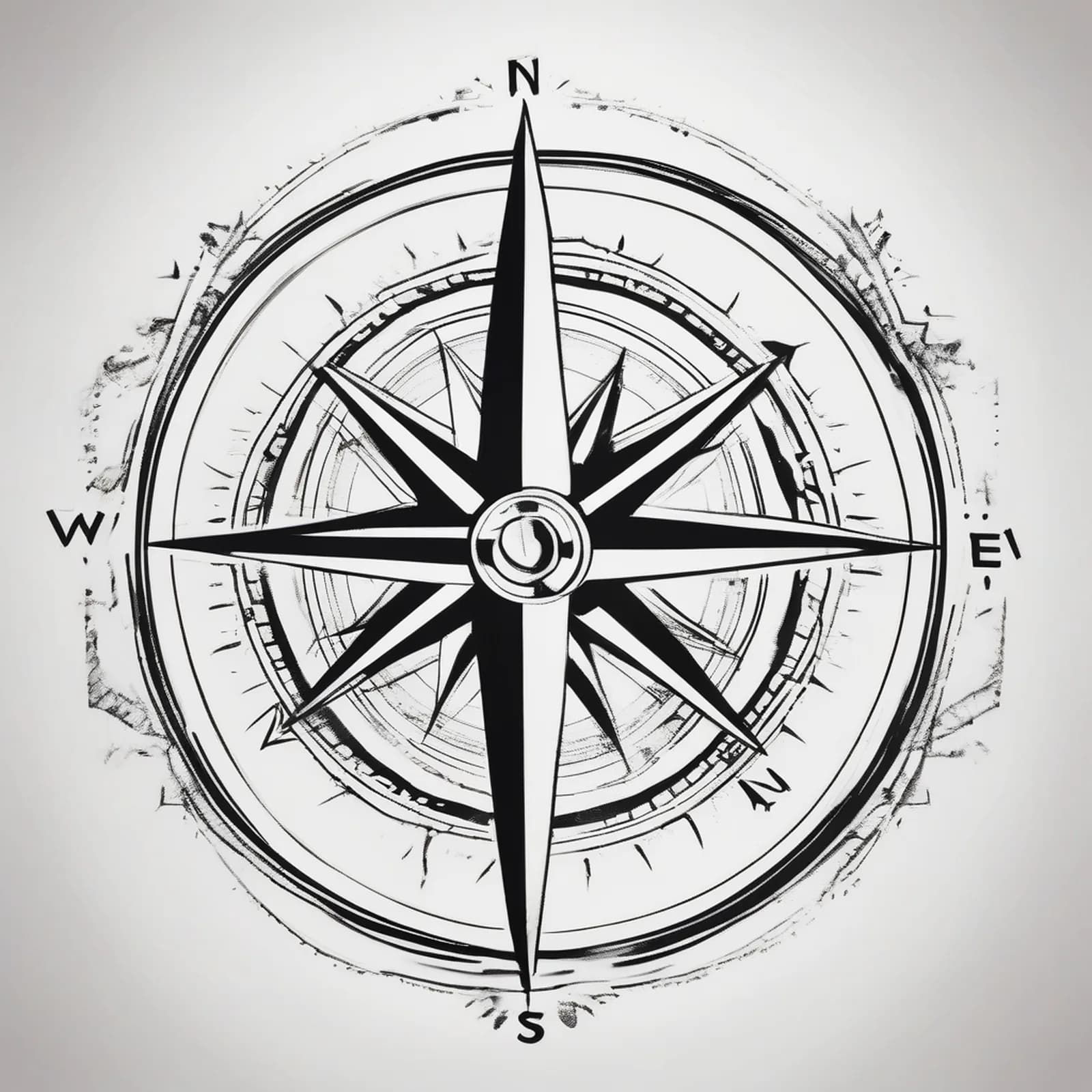 Compass Behind The Ear tattoo design, alternative version 2