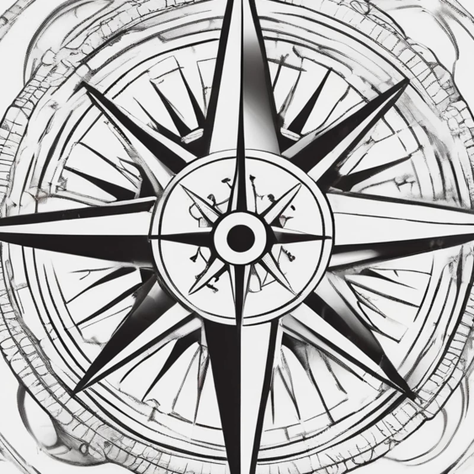 Compass Couple Matching tattoo design, close-up detail