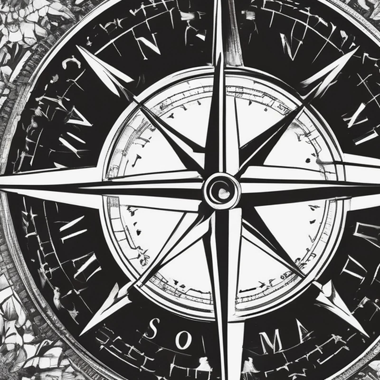 Compass Cover Up tattoo design, close-up detail