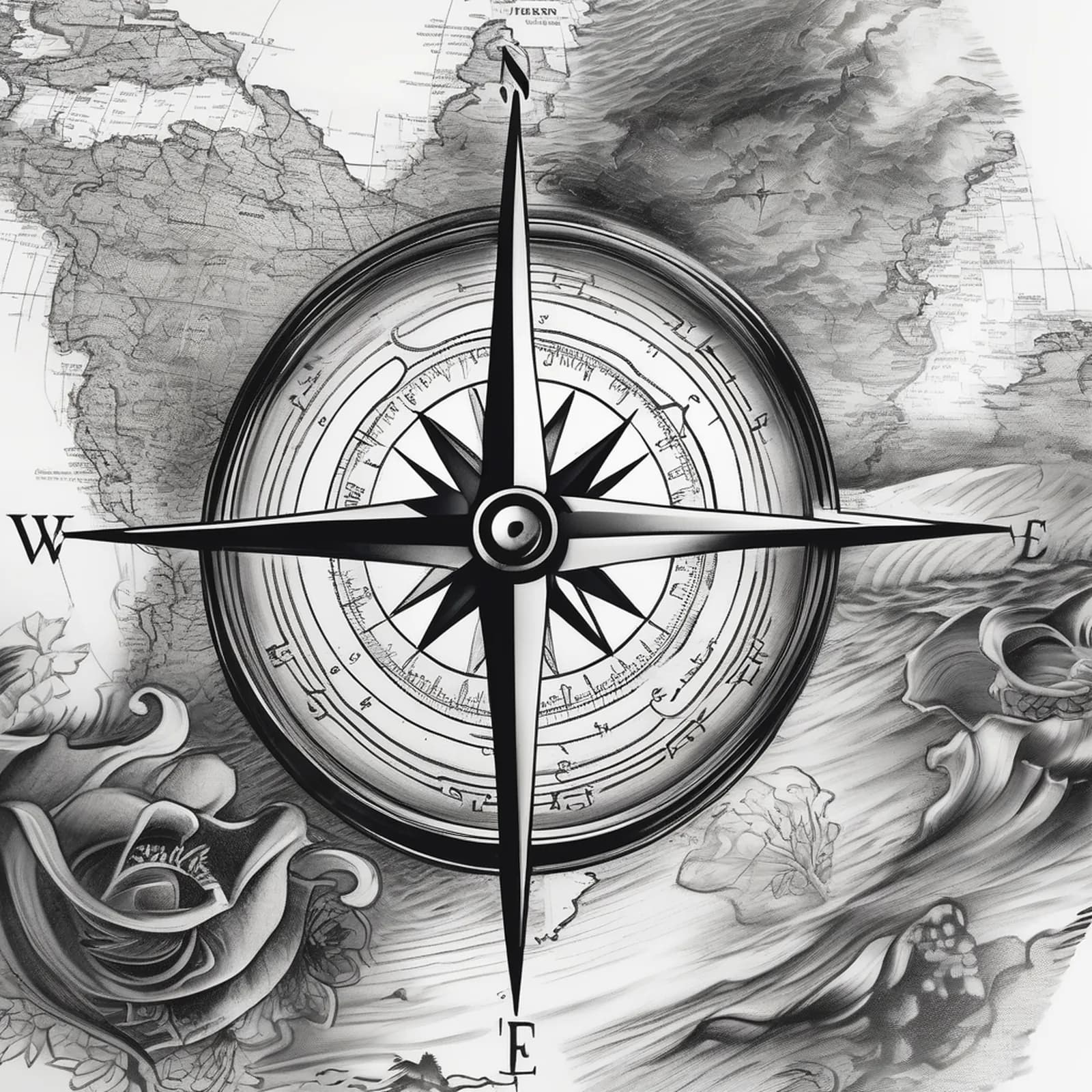 Compass Full Sleeve tattoo design
