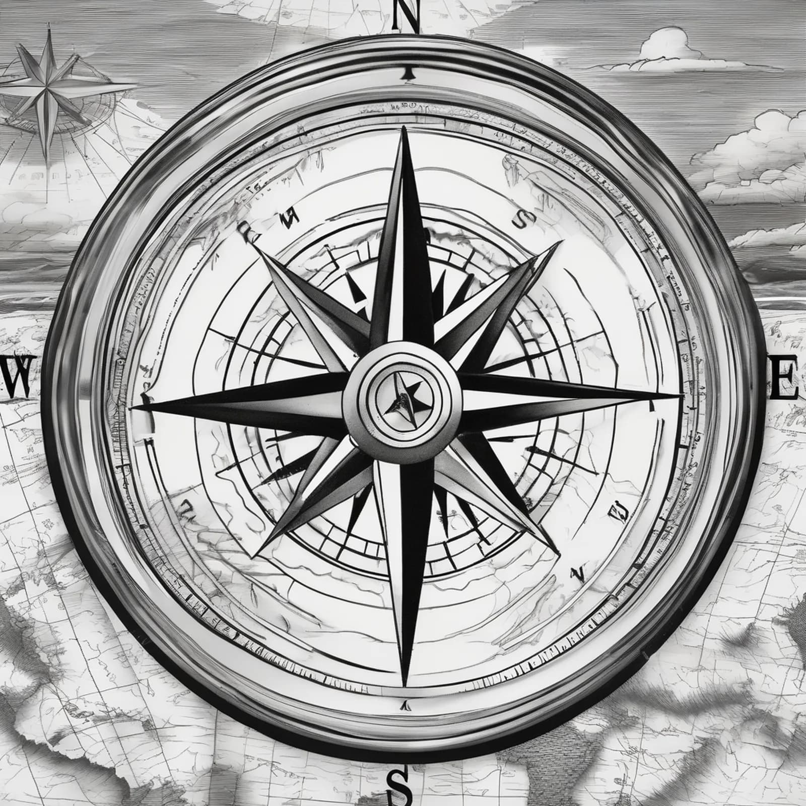 Compass Full Sleeve tattoo design, alternative version 2