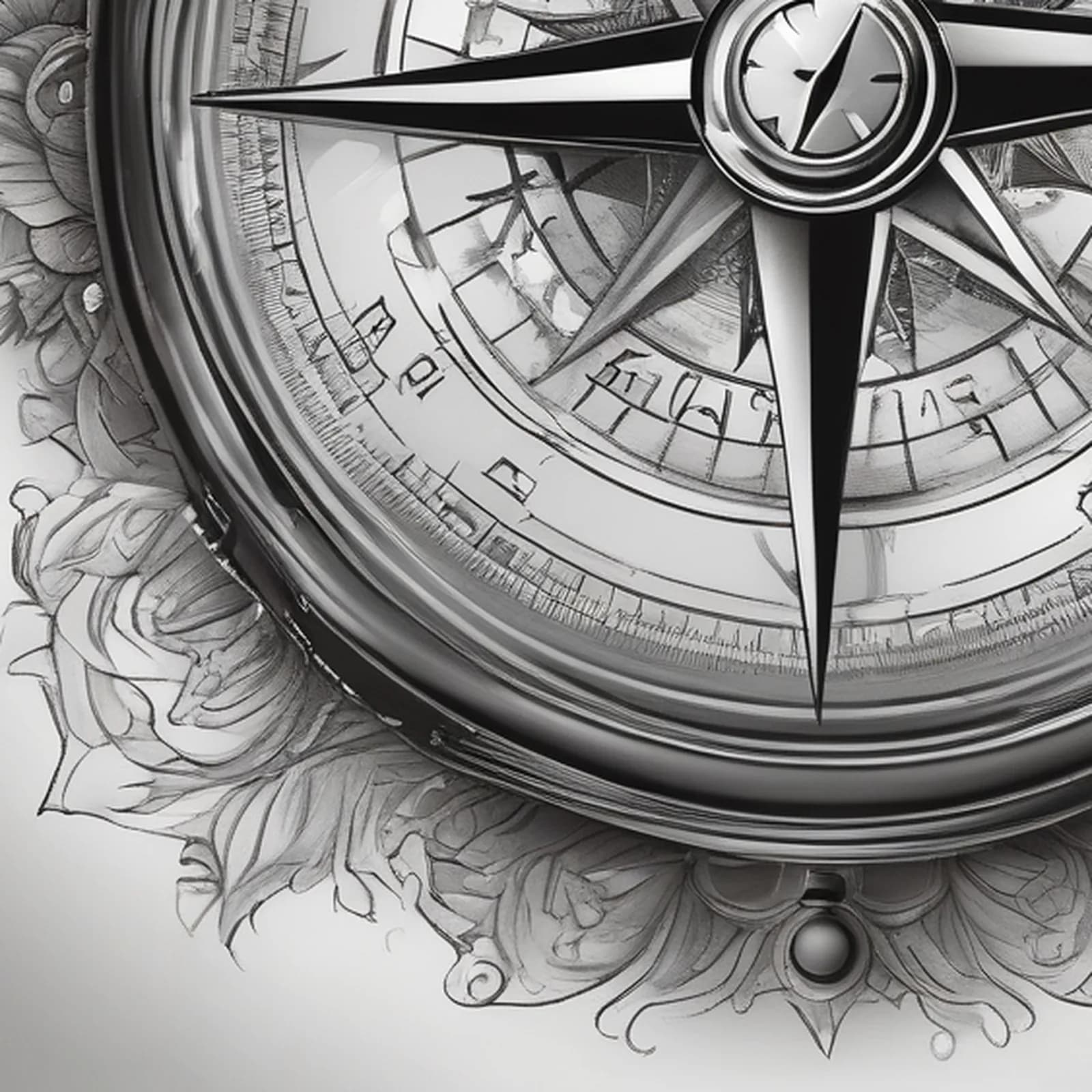 Compass Held In Hands tattoo design, close-up detail