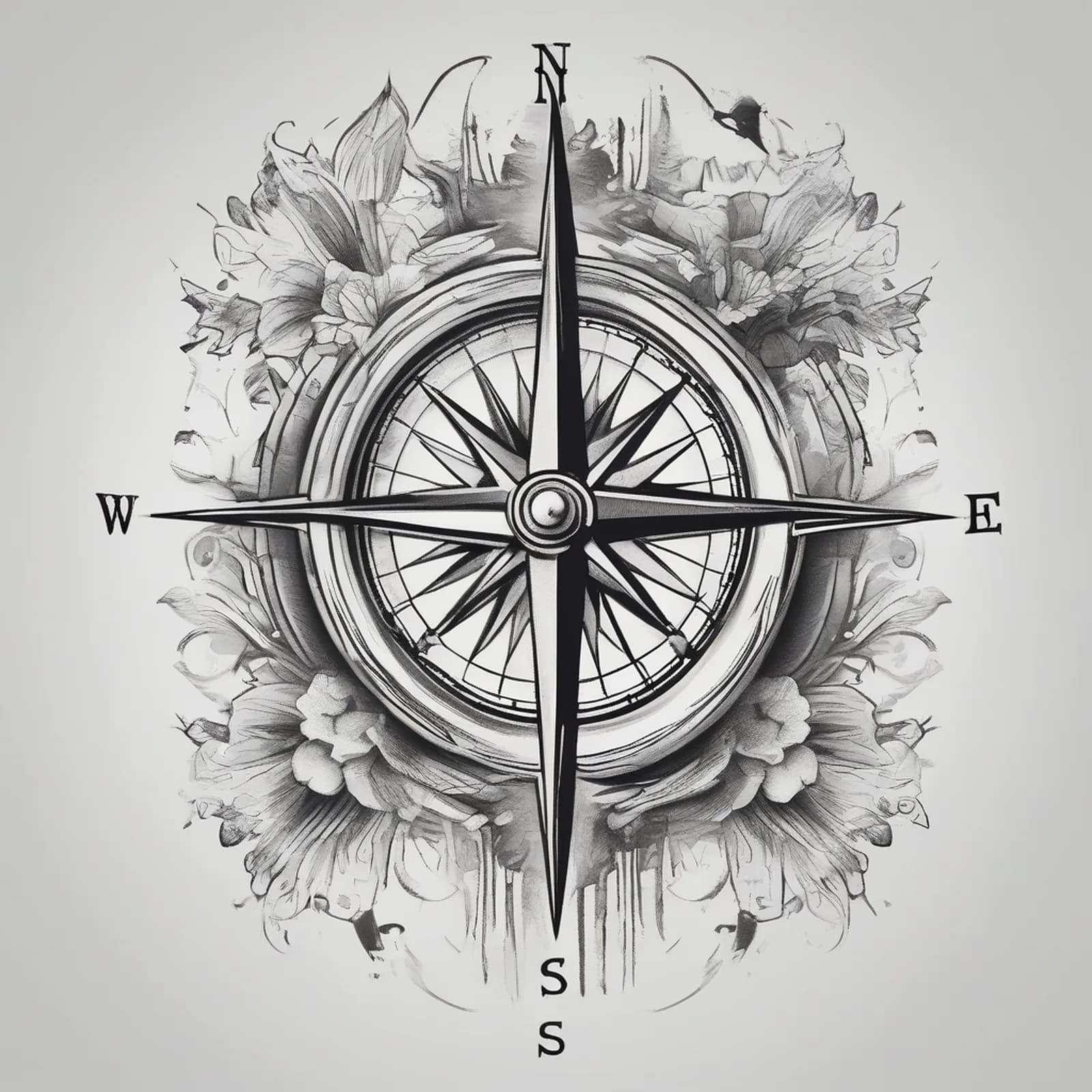 Compass Held In Hands tattoo design, alternative version 4