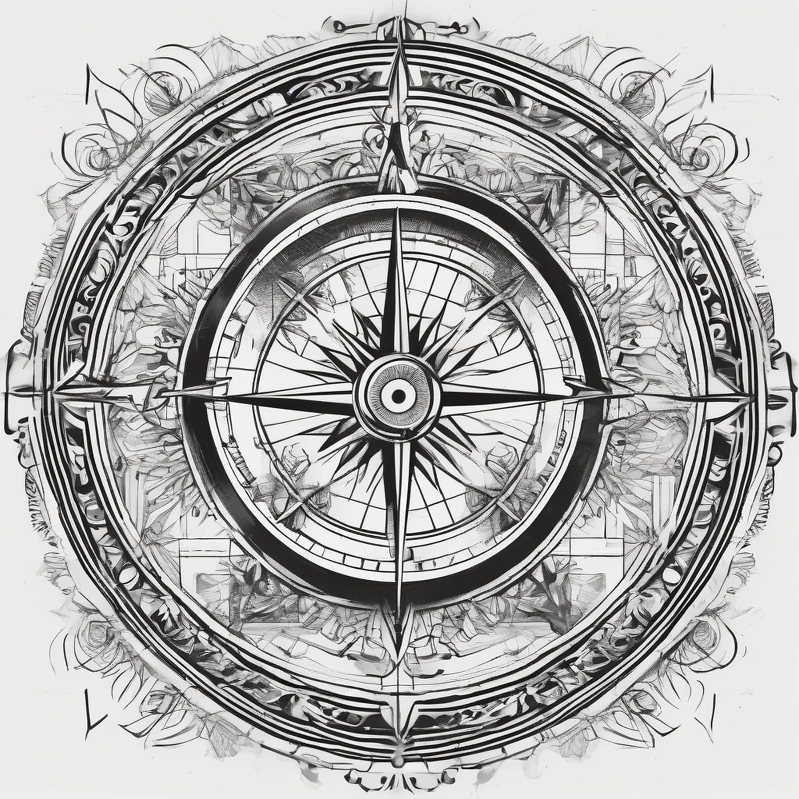 Compass Inside A Circle Frame tattoo design