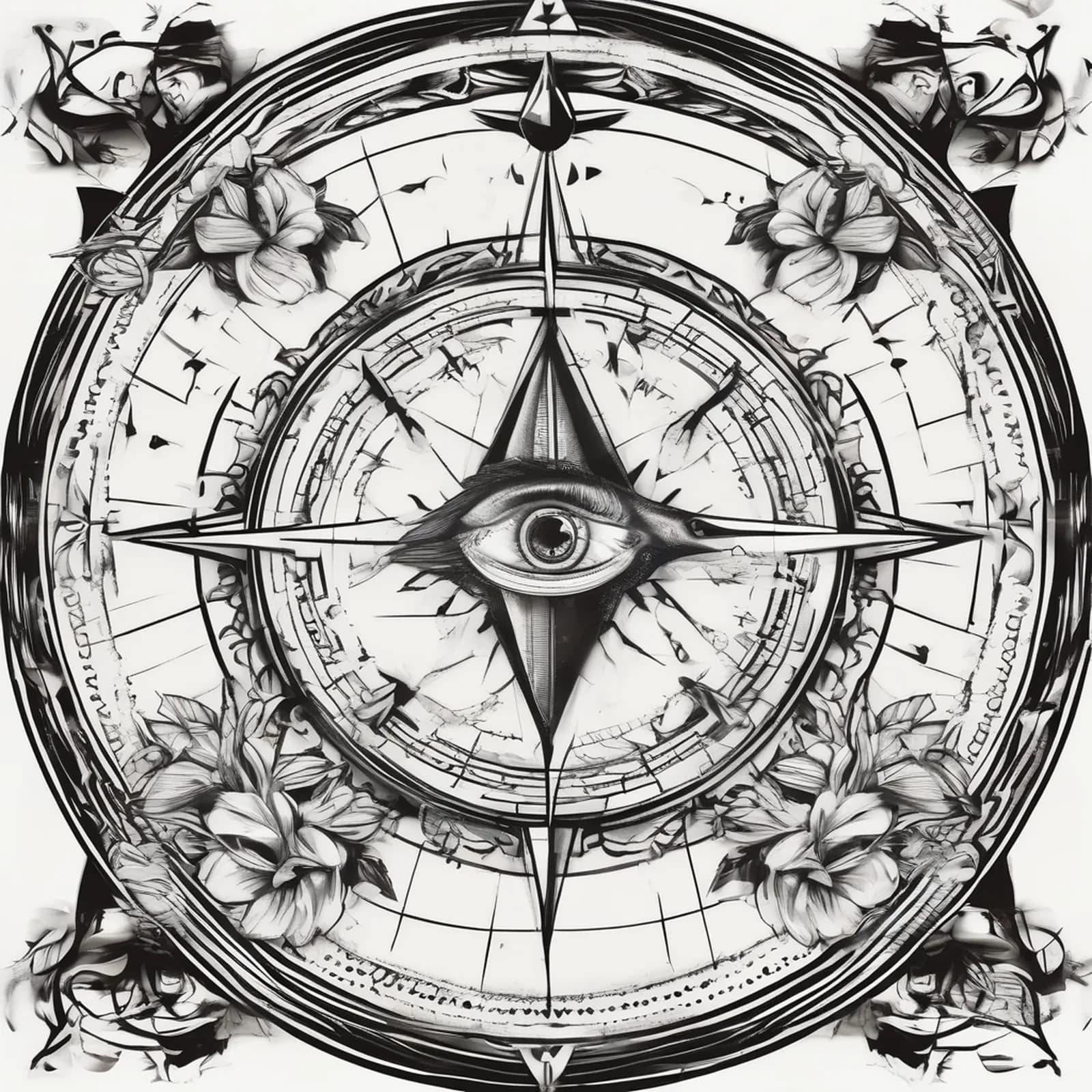 Compass Inside A Triangle tattoo design