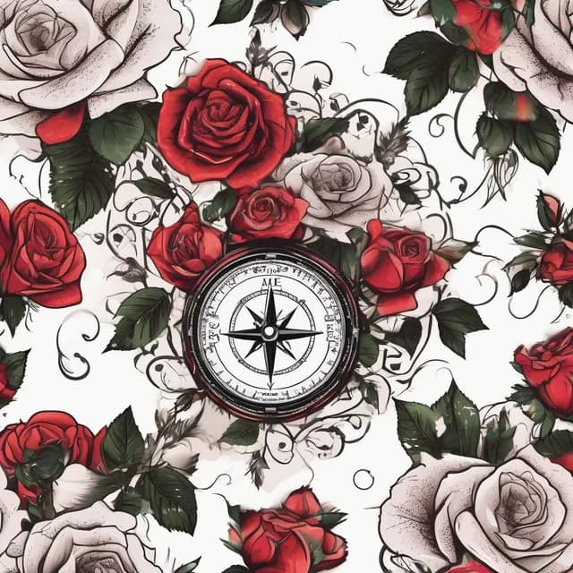 Compass Made Of Roses tattoo design