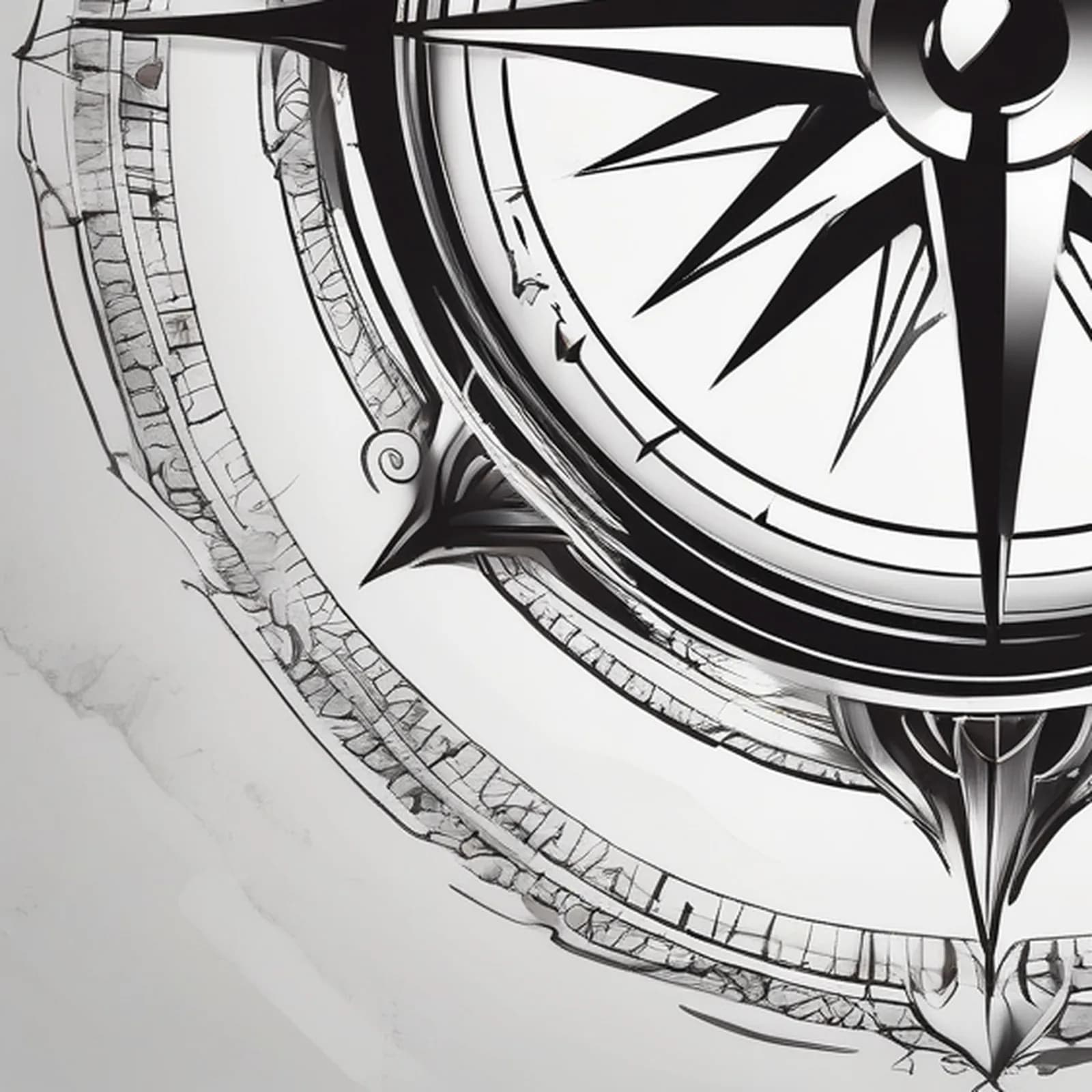 Compass On The Ankle tattoo design, close-up detail