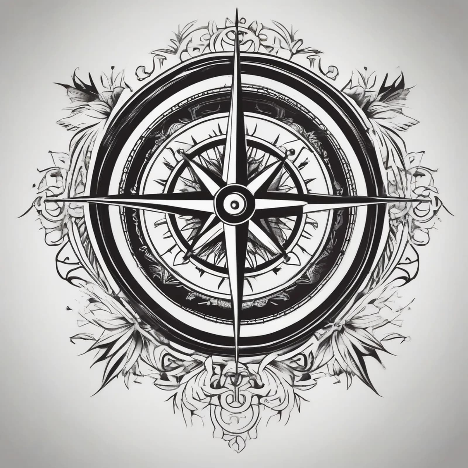 Compass On The Bicep tattoo design, alternative version 2