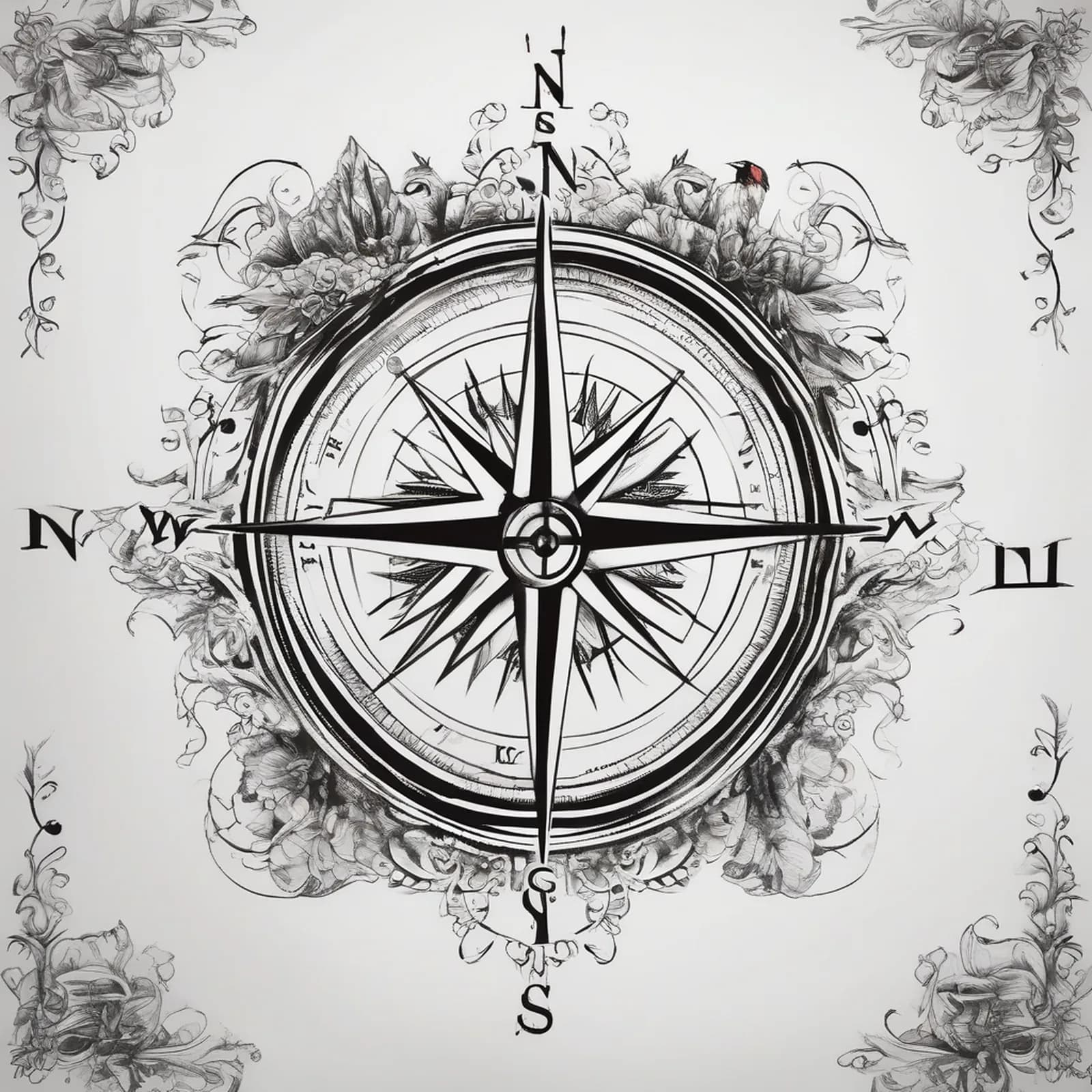 Compass On The Bicep tattoo design, alternative version 4