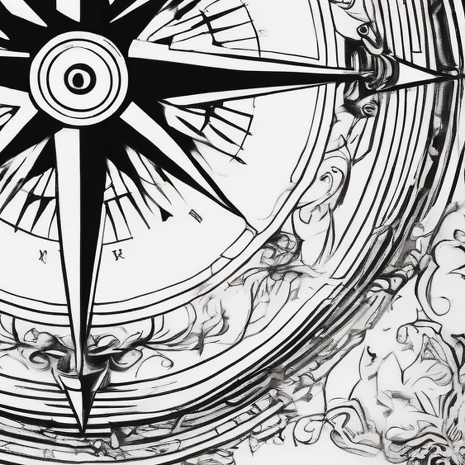Compass On The Hip tattoo design, close-up detail