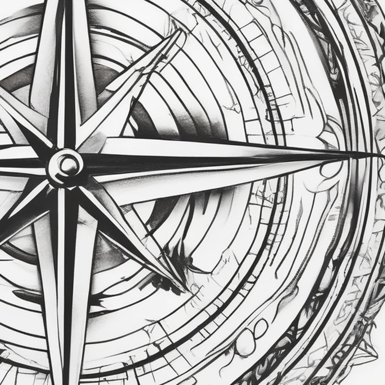 Compass On The Ribs tattoo design, close-up detail