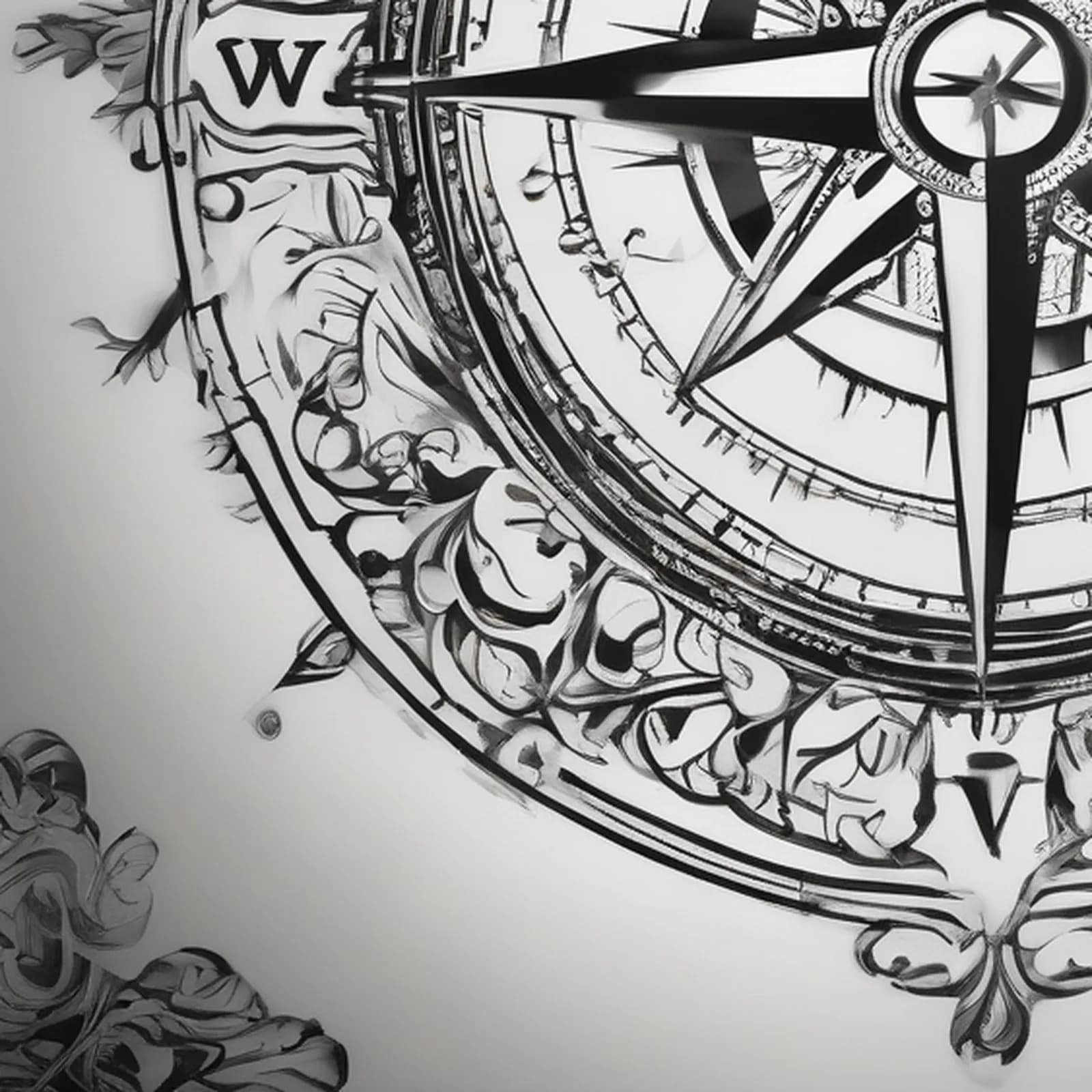 Compass On The Sternum tattoo design, close-up detail