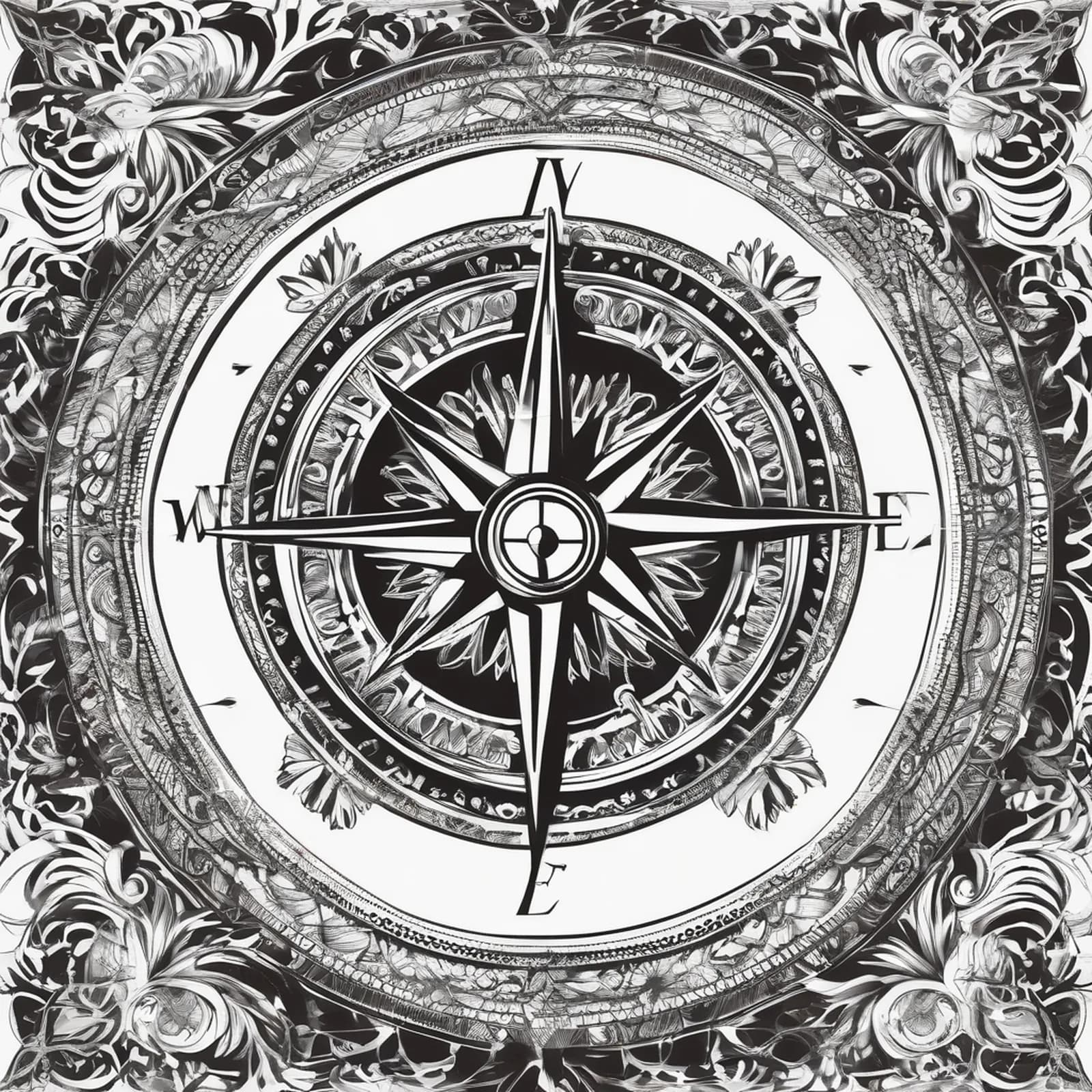 Compass On The Sternum tattoo design, alternative version 2
