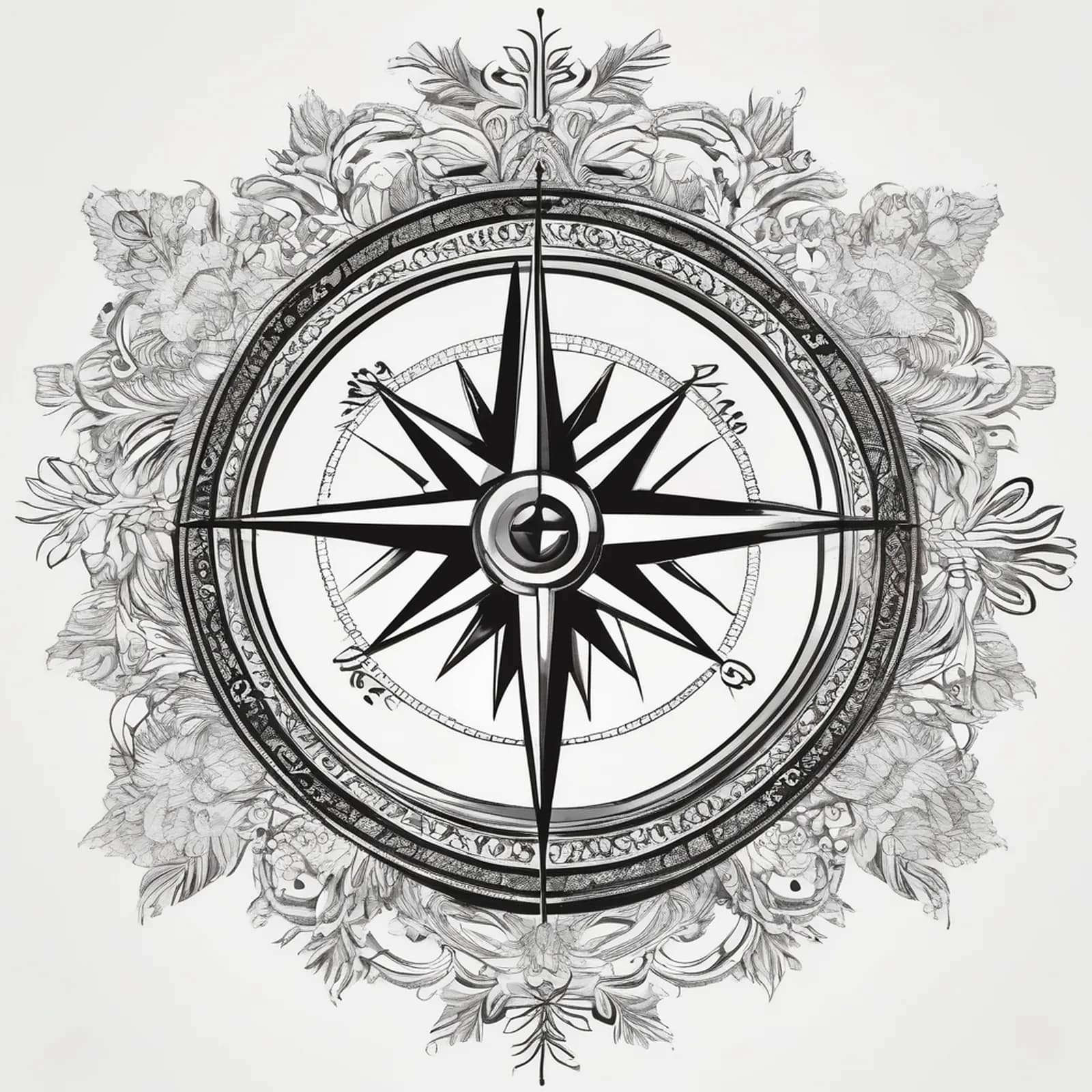 Compass On The Thigh tattoo design