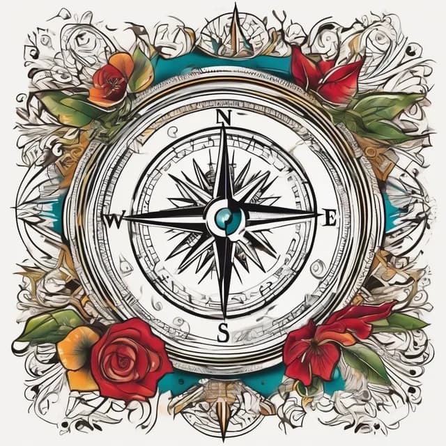 Compass With Banner Quote tattoo design
