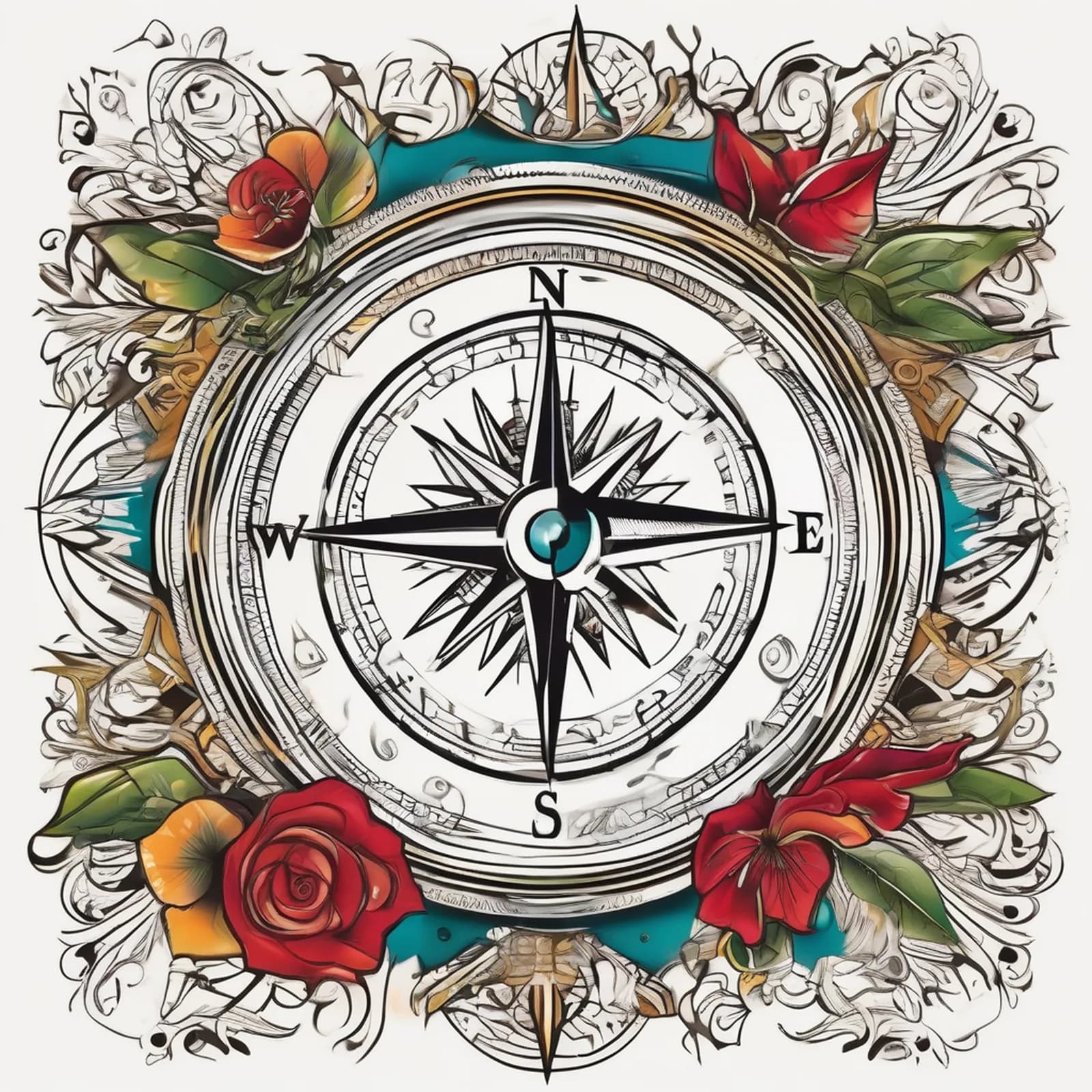 Compass With Banner Quote tattoo design
