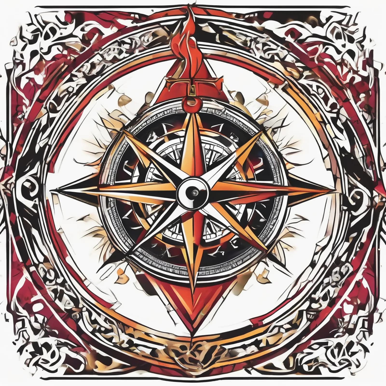 Compass With Banner Quote tattoo design, alternative version 2