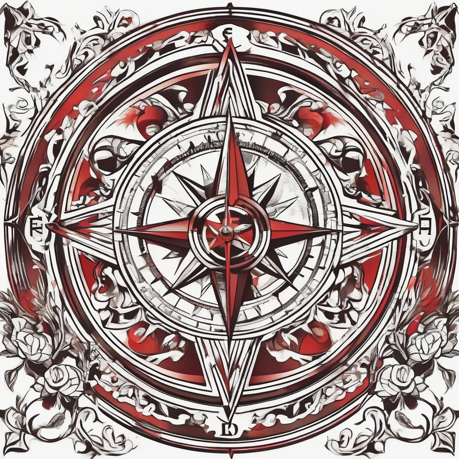 Compass With Banner Quote tattoo design, alternative version 3