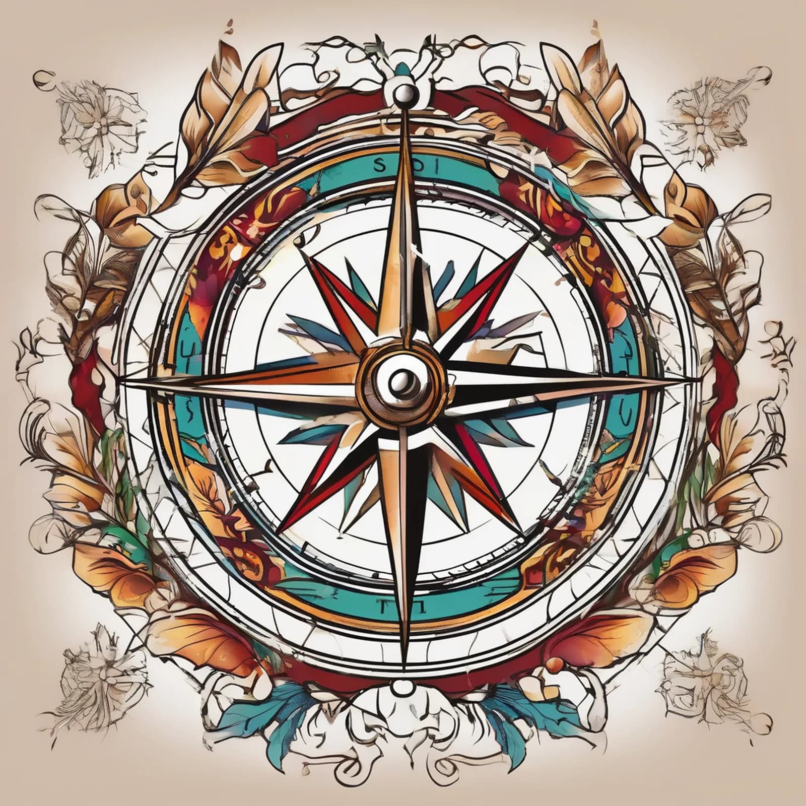 Compass With Banner Quote tattoo design, alternative version 4