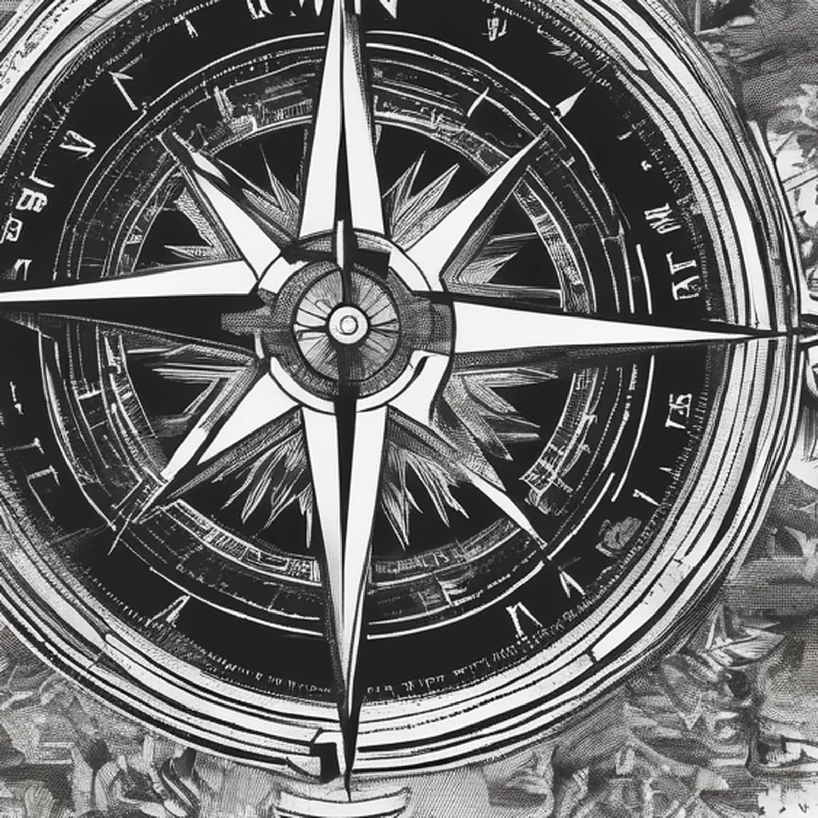 Compass With Forest Inside tattoo design, close-up detail