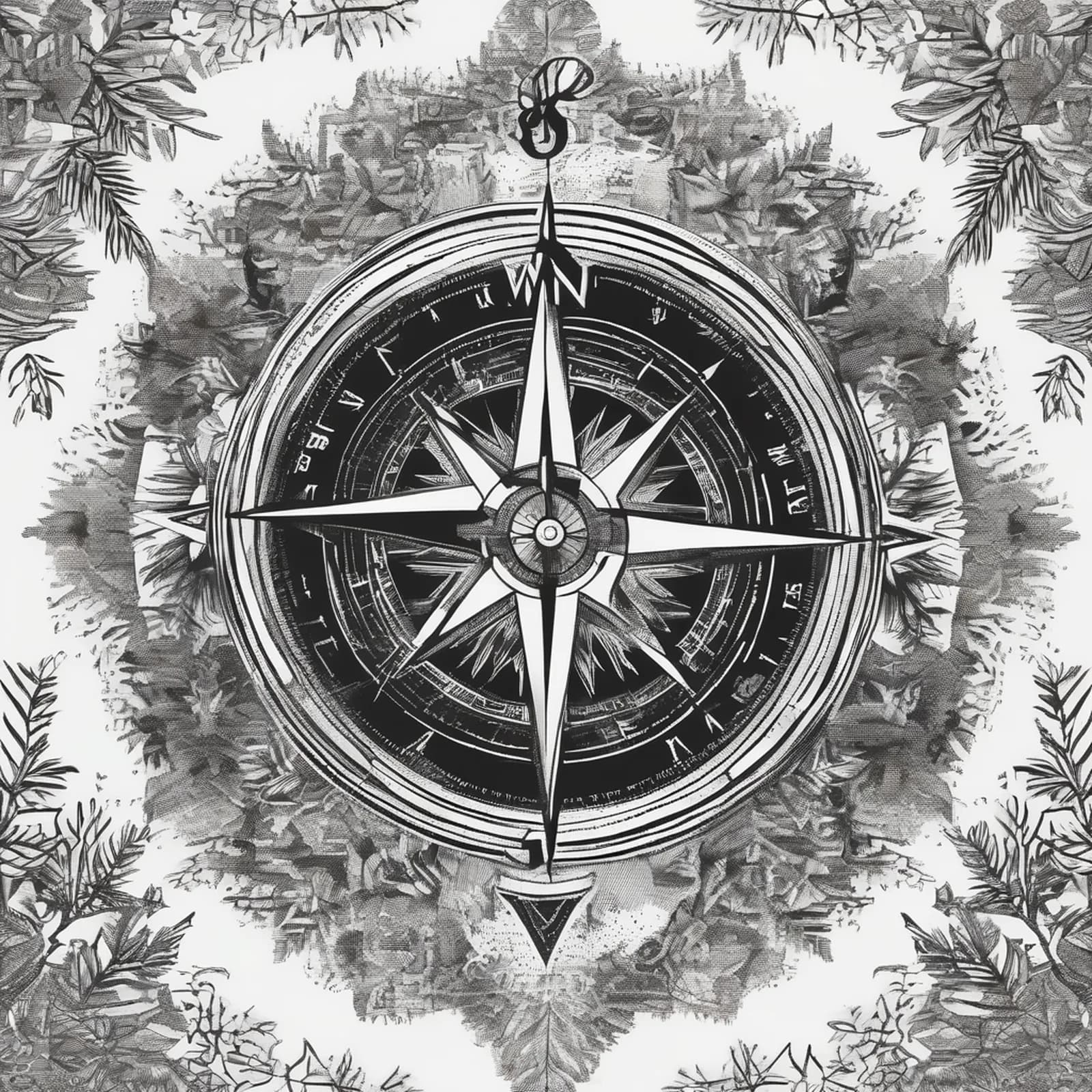 Compass With Forest Inside tattoo design
