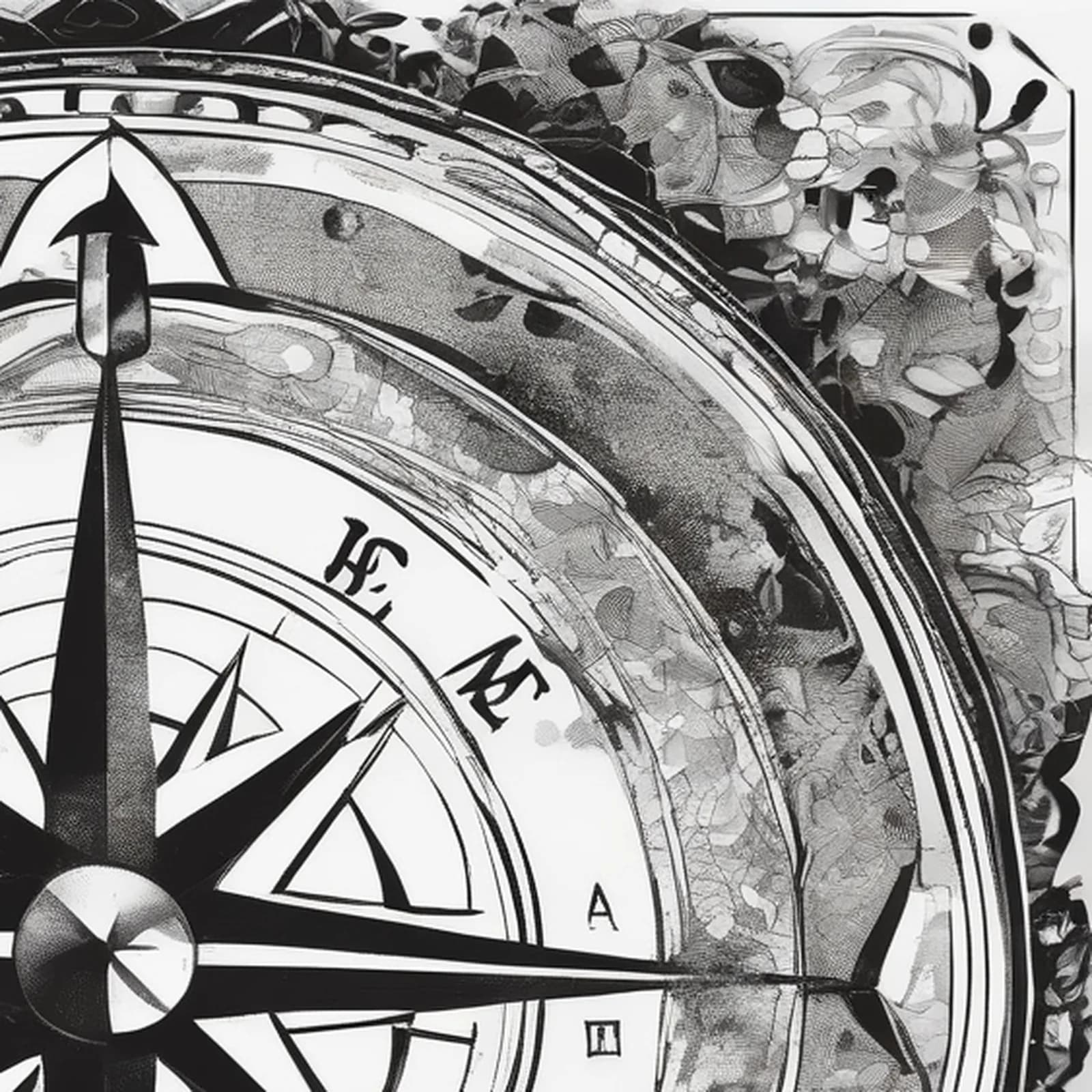 Compass With Ocean Inside tattoo design, close-up detail