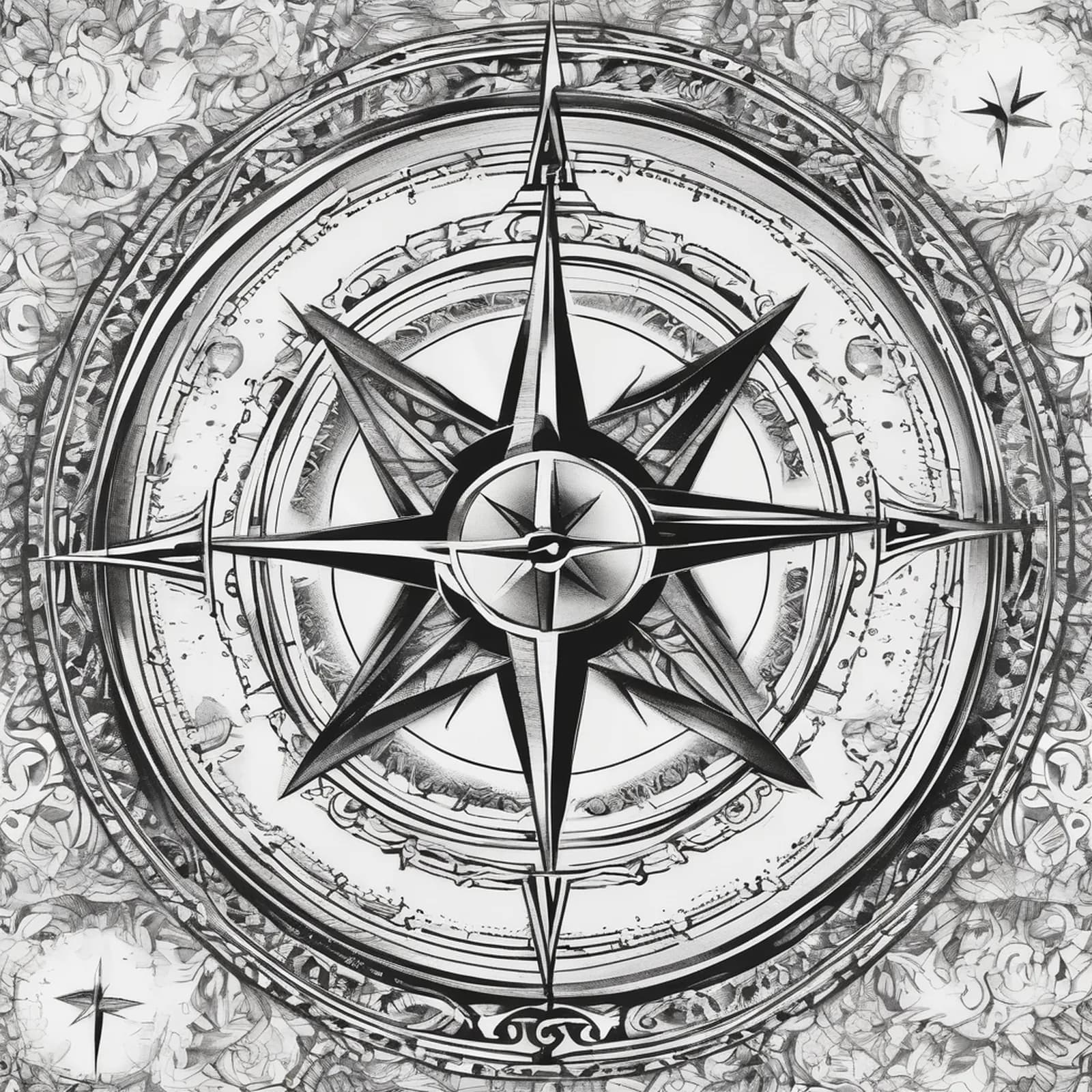 Compass With Ocean Inside tattoo design, alternative version 2