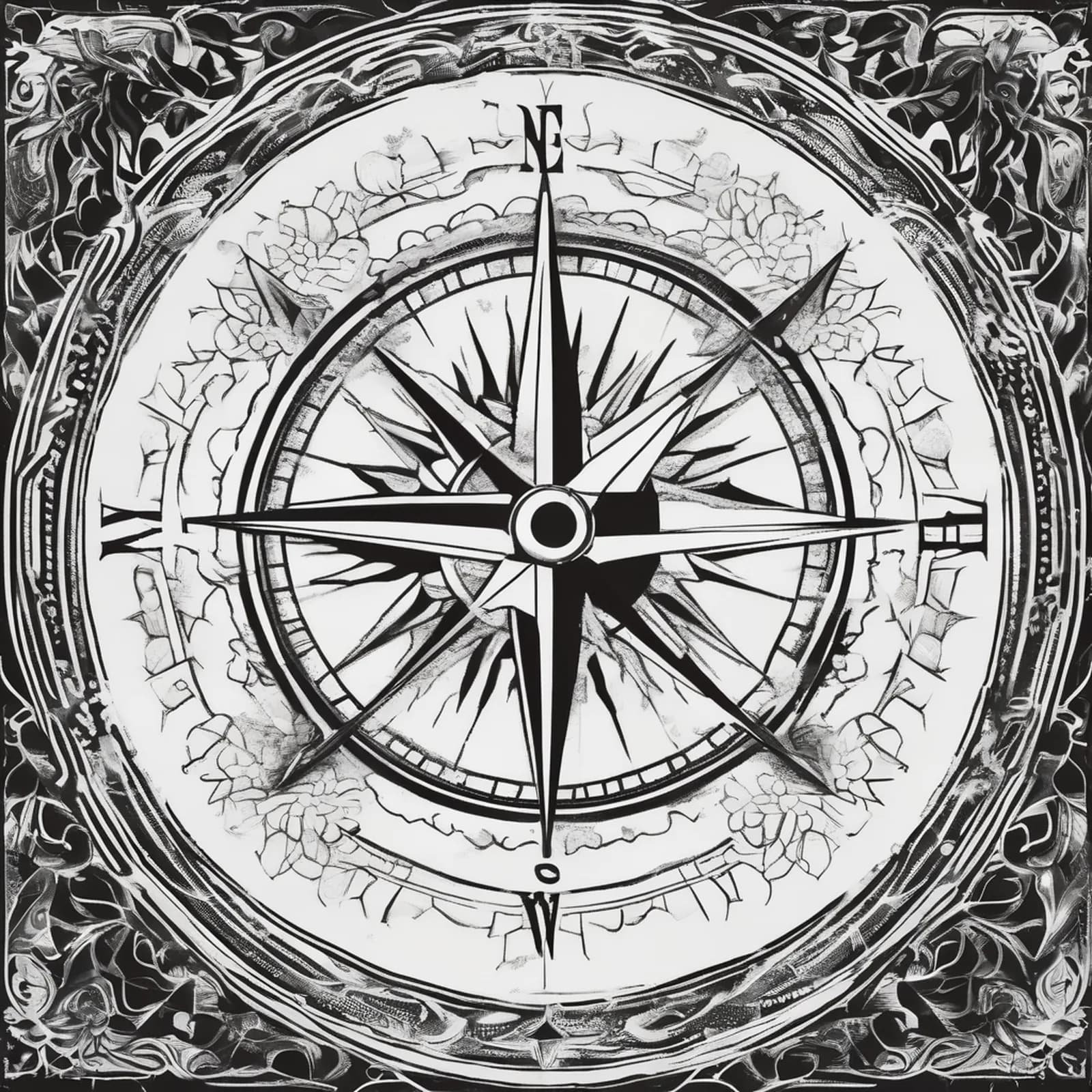 Compass With Ocean Inside tattoo design, alternative version 3