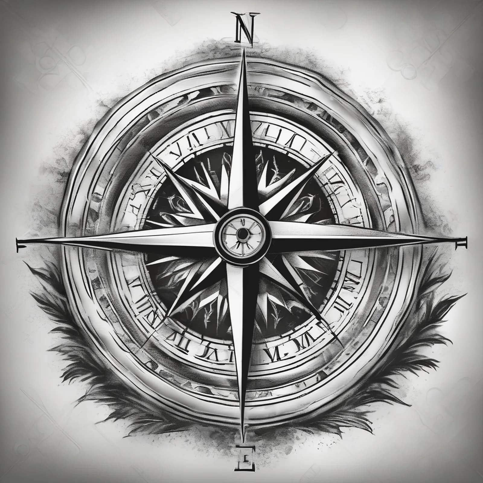 Compass With Roman Numerals tattoo design