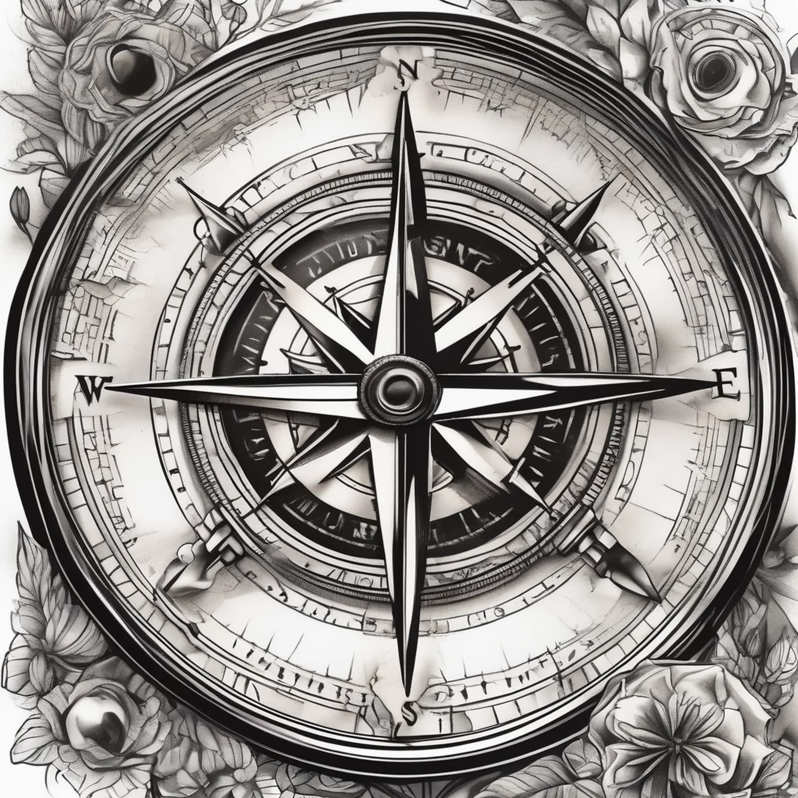 Compass With Sextant tattoo design