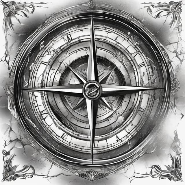 Cracked Compass Glass tattoo design
