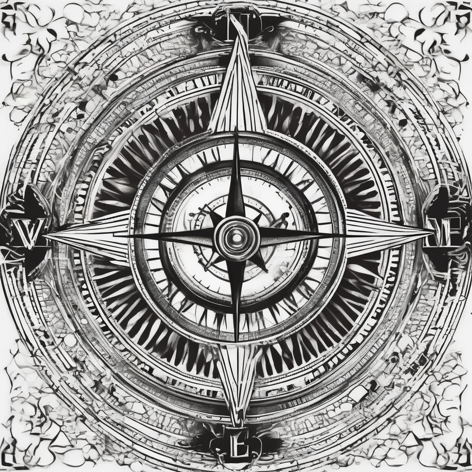 Engraved Compass tattoo design