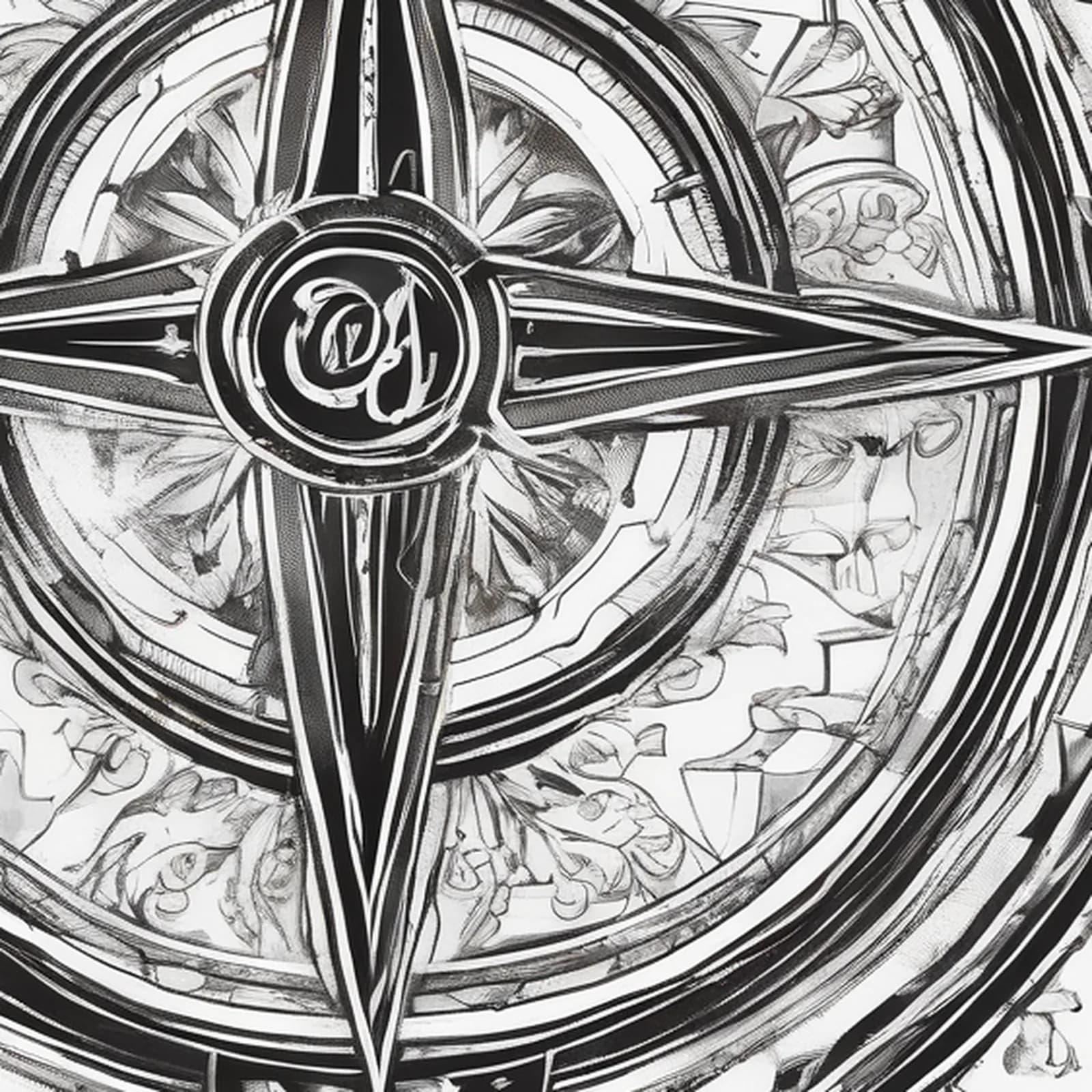 Faith Compass With Cross tattoo design, close-up detail