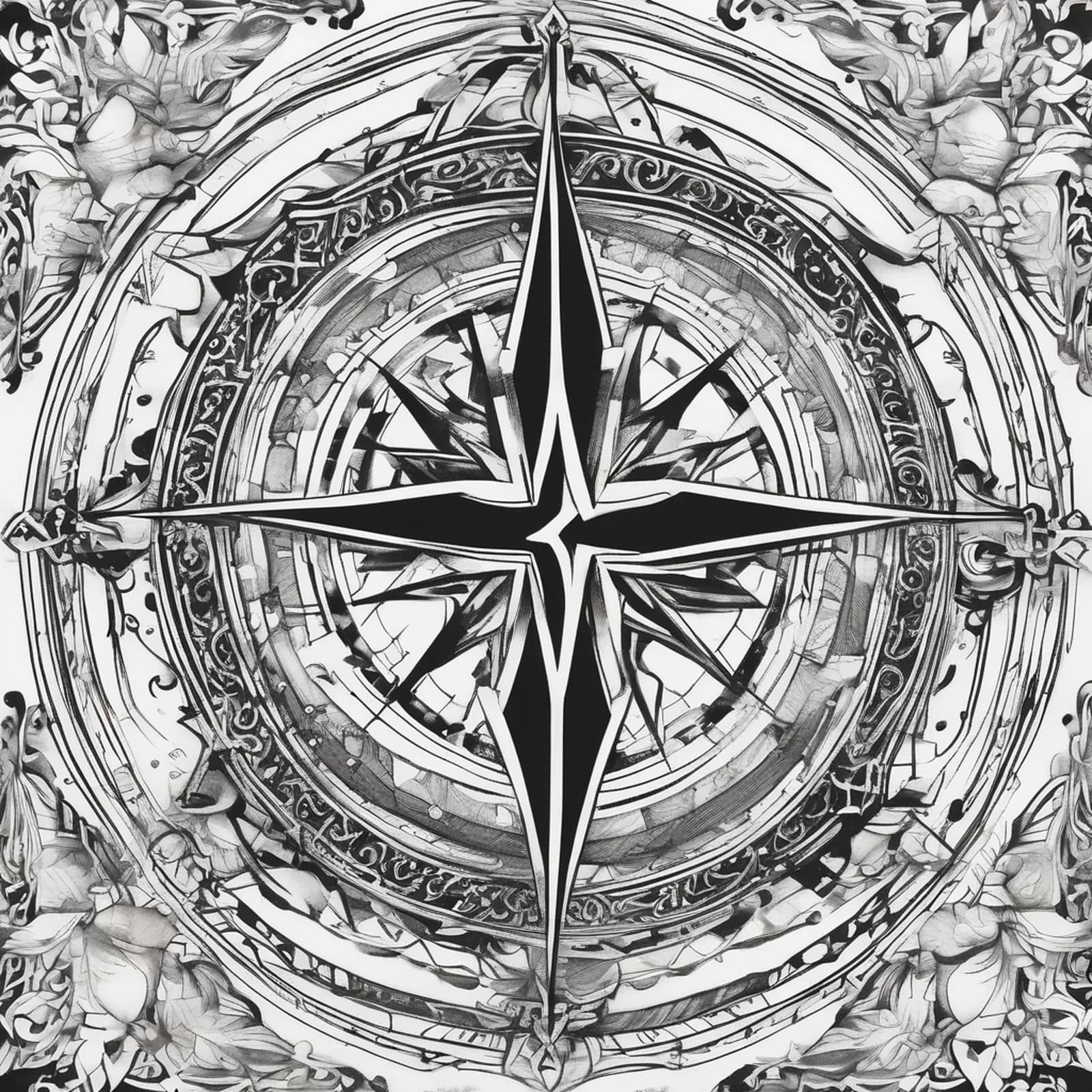 Faith Compass With Cross tattoo design, alternative version 3