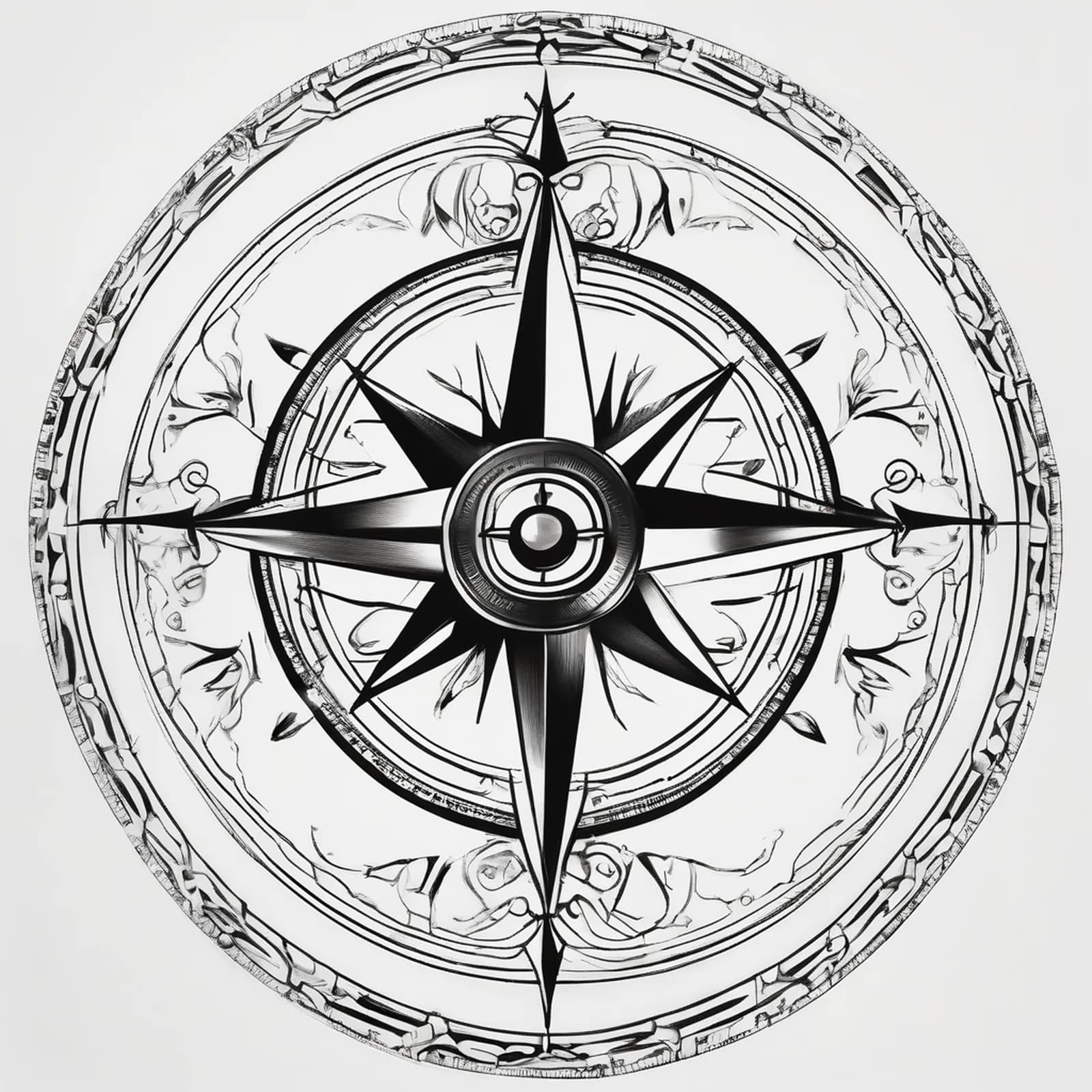 Fine Line Compass tattoo design
