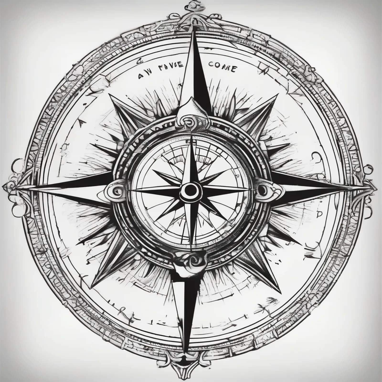 First Compass Inner Arm tattoo design, alternative version 2