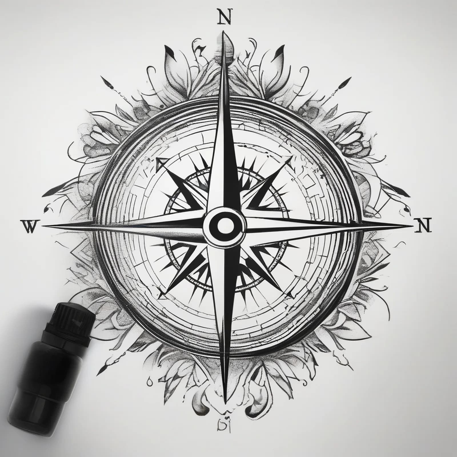 First Compass Inner Arm tattoo design, alternative version 3