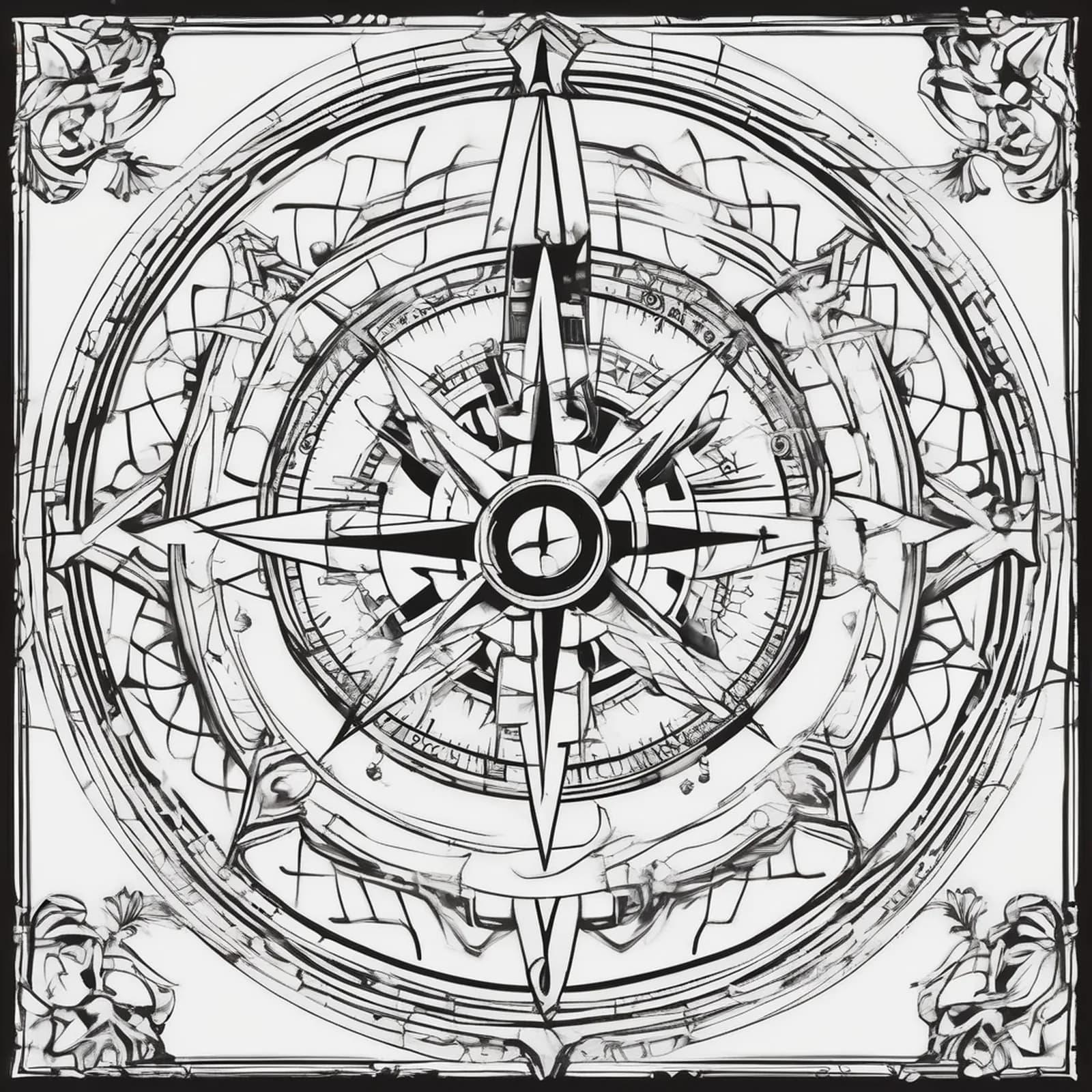 First Compass Inner Arm tattoo design, alternative version 4
