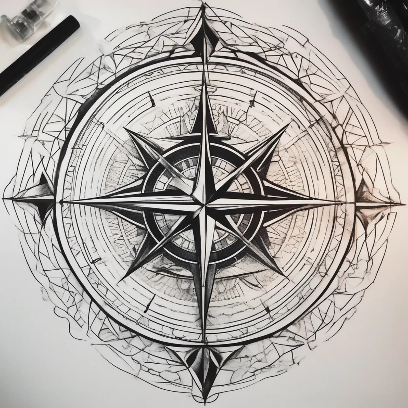 Geometric Compass tattoo design