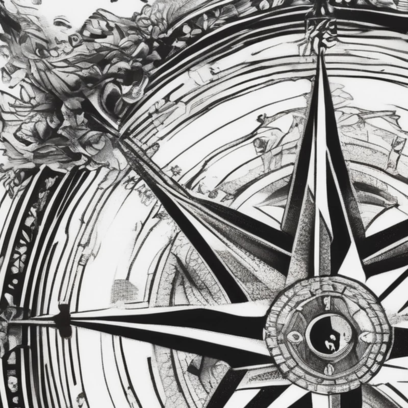 Guiding North Star Compass tattoo design, close-up detail