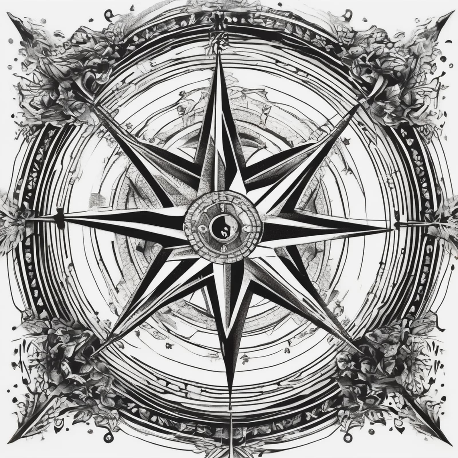 Guiding North Star Compass tattoo design