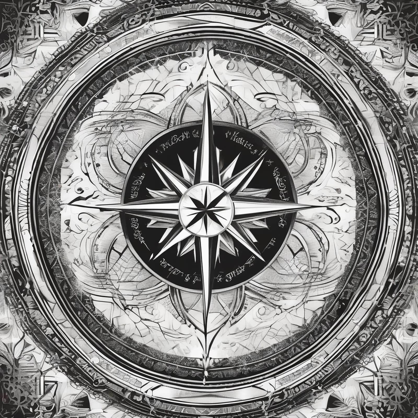 Guiding North Star Compass tattoo design, alternative version 3