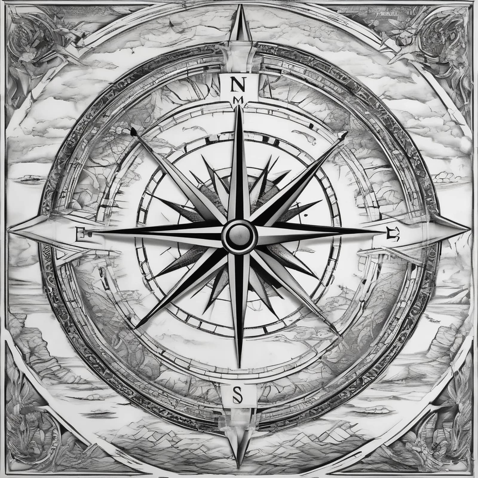 Half Compass Half Map tattoo design
